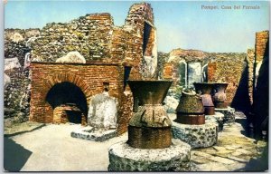 VINTAGE POSTCARD RUINS OF THE BAKER'S HOUSE AT POMPEI ITALY 1910s