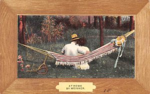At Home by Meisner Man and Woman in Hammock Tennis 1908 