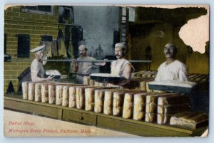 1910 Jackson Michigan Vintage Postcard Baker Shop State Prison Kitchen Interior