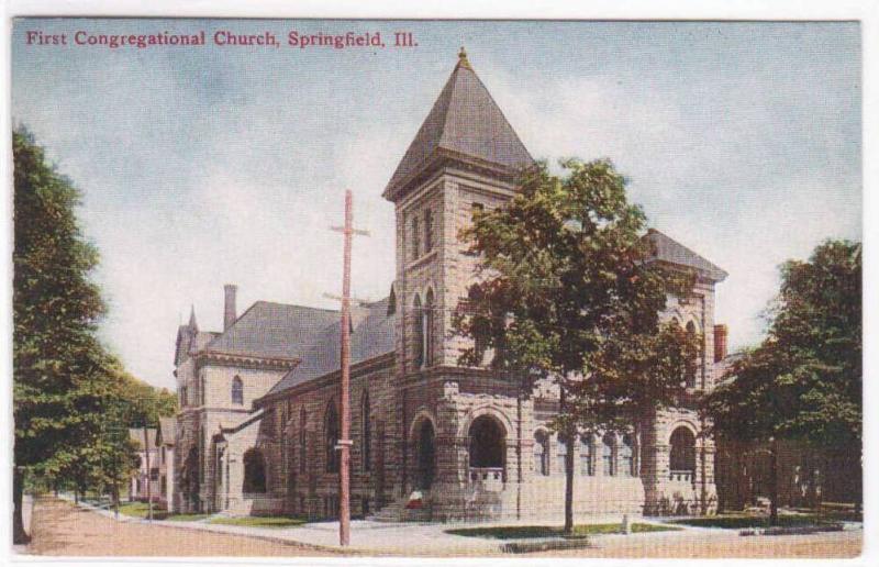 First Congregational Church Springfield Illinois 1910c postcard