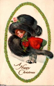 Christmas Young Girl Wearing Large Hat 1913