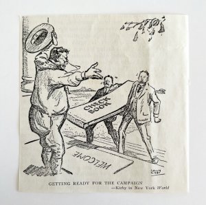 1914 Roosevelt Ready for Campaign R Kirby Political Cartoon WW1 Teddy Check Book