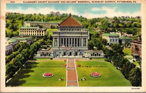 Vtg Pittsburgh PA Allegheny County Soldiers Sailors Monument 1930s View Postcard