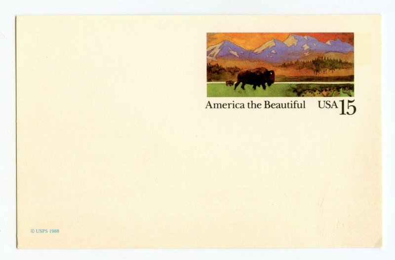 (3) ©1988 Unused 15 Cent Postcards America The Beautiful Buffalo 