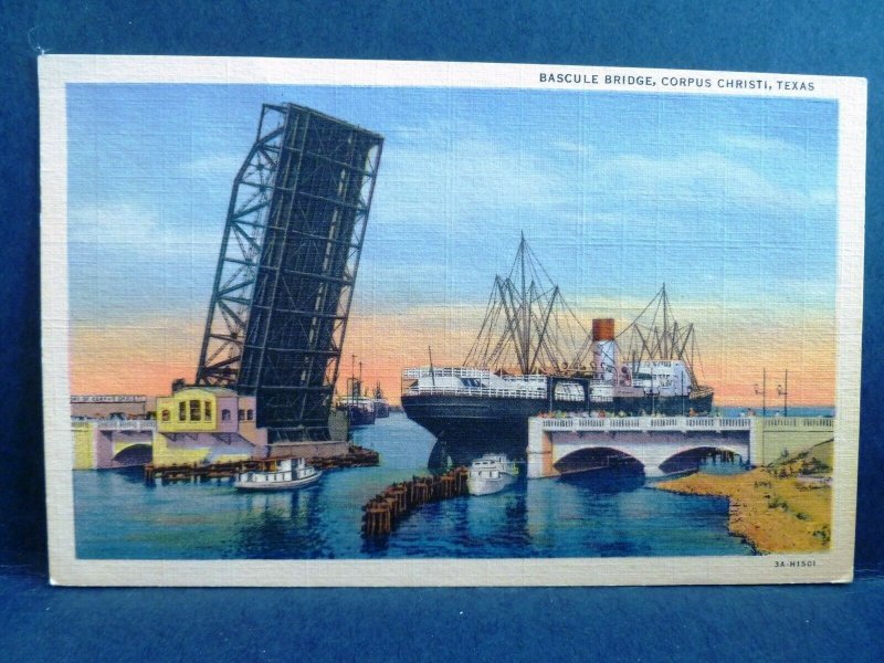 Postcard TX Corpus Christi Bascule Bridge