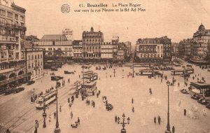 Vintage Postcard Bruxelles La Place Rogier Karel Major Square Brussels Belgium