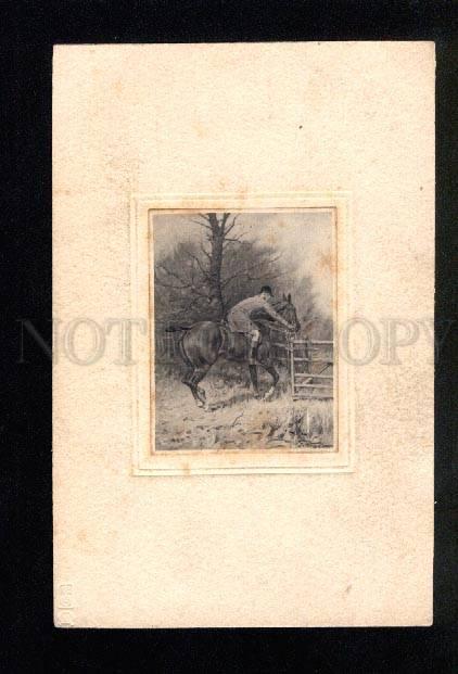 036471 HORSE Racing RIDER by WRIGHT vintage PC