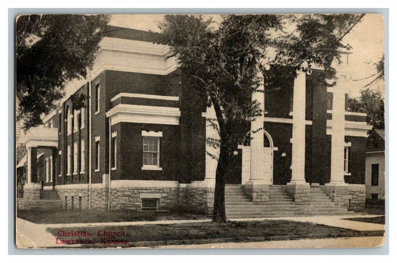 1922 Christian Church Lawrence Kansas Vintage Standard View Postcard 