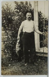 Rppc Mechanicsburg Pa Mr McLane with Large Fish to Idaville Pa Postcard P13