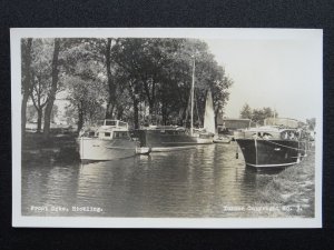 Norfolk Moored Boats at HICKLING BROAD / FRONT DYKE - Old RP Postcard