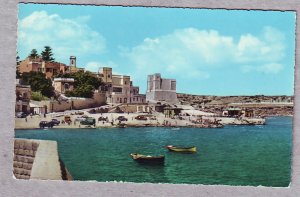 P1463 vintage unused agfacolor postcard malta - st pauls bay old cars town ect