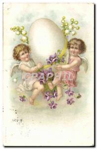 Old Postcard Fantasy Children Egg Angels