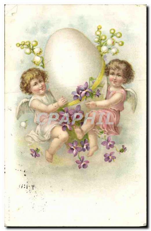 Old Postcard Fantasy Children Egg Angels