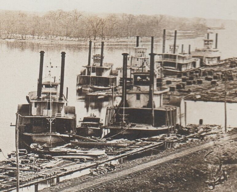 Reeds Landing MINNESOTA RPPC 1910 STEAMBOATS Docked MISSISSIPPI RIVER nr Wabasha