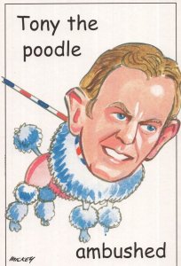 Tony Blair as Sheep George Bush Dog Poodle Gulf Iraq War Postcard
