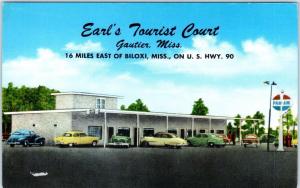 GUATIER, Mississippi MS    Roadside  EARL'S TOURIST COURT ca 1950s Postcard