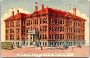 Head Offices M.W. Of A. Building Rock Island Illinois IL Street View Postcard