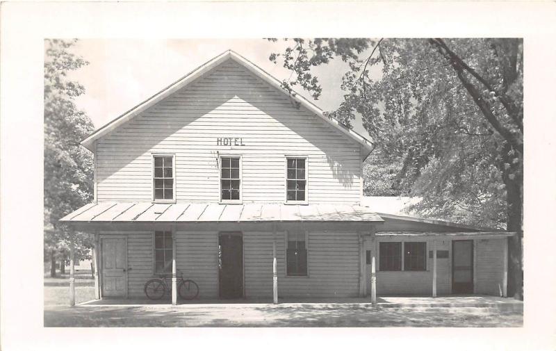 Ohio Postcard Real Photo RPPC 1952 SABINA Hotel Building Bicycle