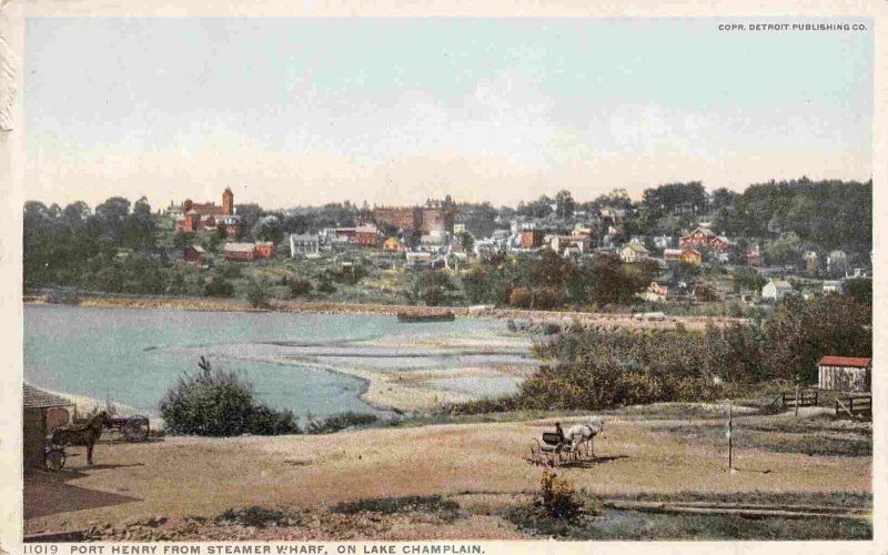 Port Henry From Steamer Wharf Lake Champlain New York 1910c Phostint postcard