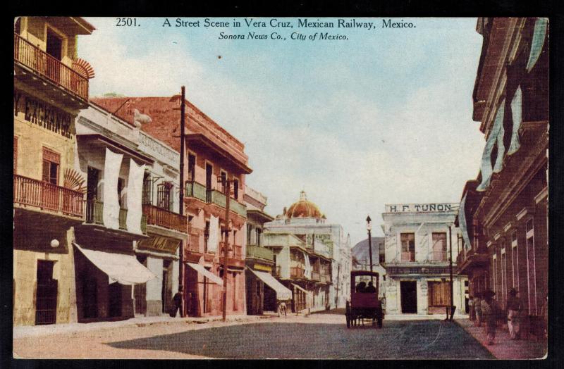 Mint Mexico Real Picture RPPC Postcard Veracruz railway Station Street scene