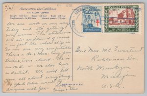 Ship~SS Alcoa Clipper & Stats On Back~Vintage Postcard