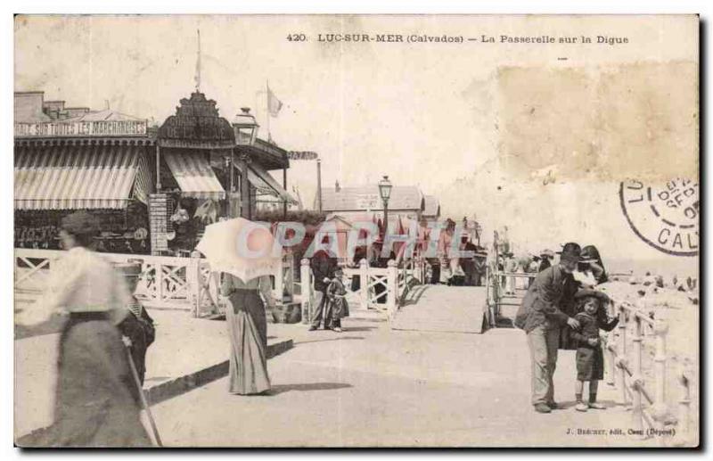 Old Postcard Luc sur Mer The bridge on the dike