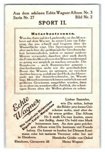 Motor Boat Racing, Sport II, Echte Wagner German Trade Card *VT31V