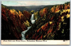 Vtg Wyoming WY Great Falls Grand Canon Yellowstone National Park 1910s Postcard