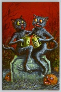 Matthew Kirscht Halloween Friends Forever Cats Skulls Mugs Grave Postcard MK