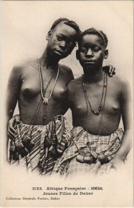 PC 1123 JEUNES FILLES DE DAKAR SENEGAL ETHNIC NUDE ed. FORTIER (a26606)
