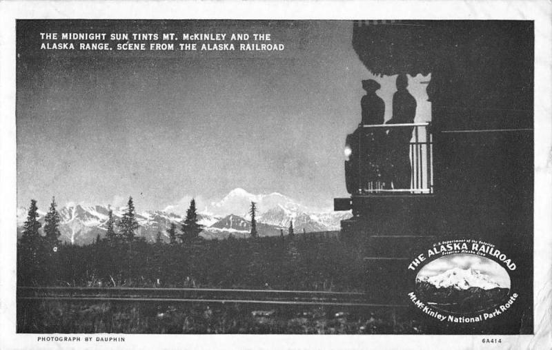 My McKinley Alaska Railroad Midnight Sun Tint Antique Postcard K83204