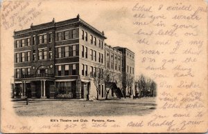 Postcard Elk's Theatre and Club in Parsons, Kansas~556