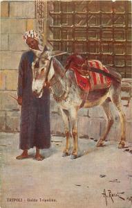 Artist A. Scrocchi 1907 Tripoli Guida Tripolitana Ethnic Tripolitan Guide donkey