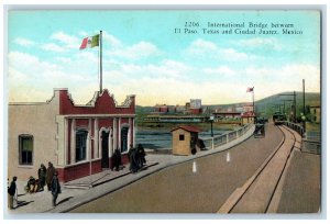 c1960's International Bridge Between El Paso Texas Ciudad Juarez Mexico Postcard 