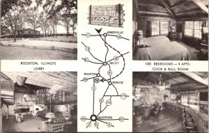Postcard Multiple Views of The Wagon Wheel Lodge in Rockton, Illinois