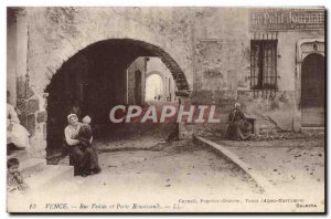 Old Postcard Vence Street vaulted Renaissance door Woman Kids