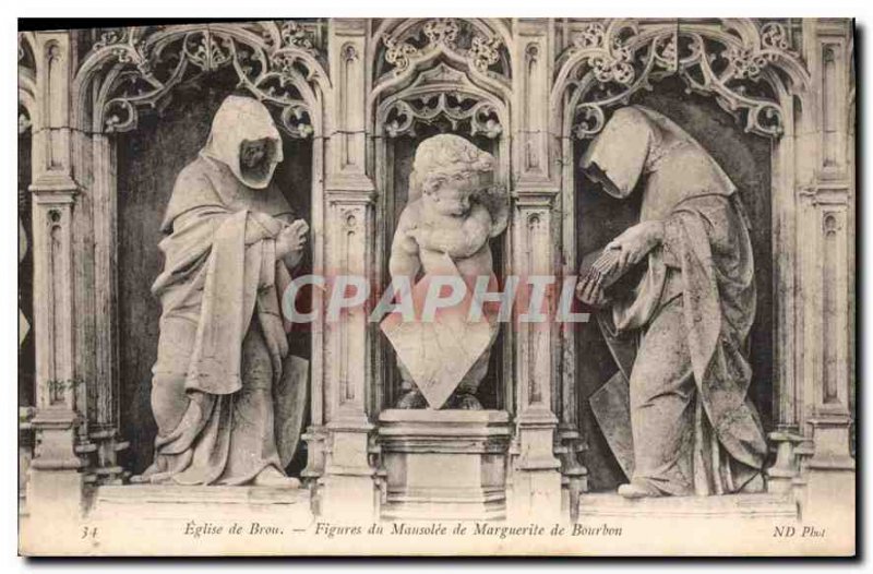 Postcard Old Brou Church Mausoleum of Figures of Margaret of Bourbon