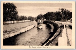 Postcard Lakefield Ontario 1937 The Canal Steamer Ferry by PECO Peterborough Co.