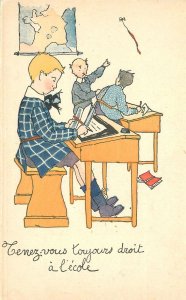 Postcard 1920s School Children Geographic Class Artist humor 23-995