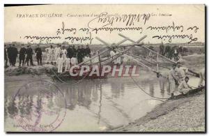 Postcard Old Army Works Construction Genie & # 39A bridge
