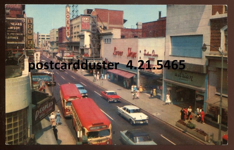 h2899 - NORFOLK Virginia Postcard 1960s Granby Street. Stores Classic Cars Buses
