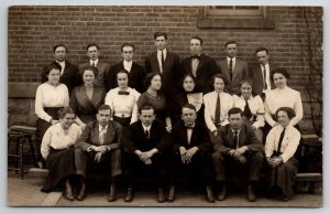 RPPC Class Photo High School Students Handsome Young Men Postcard I22