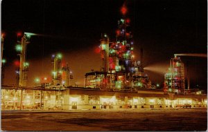 Edmonton Alberta Oil Refinery Night Scene Oil & Gas Industry Unused Postcard G90