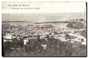 Old Postcard A Saluto Da Genova Panorama dal Castellacio Righi