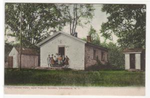 Old Indian Fort Now Public School Cahoonzie New York 1910c postcard