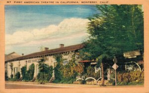 USA First American Theatre in California Monterey Vintage Postcard 03.17