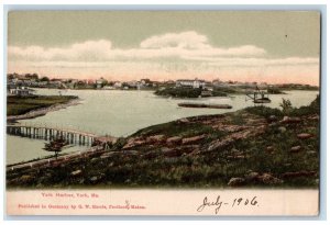 1906 York Harbor Bridge Boats Scene York Maine ME Unposted Vintage Postcard