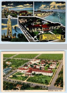 2 Postcards DAYTONA BEACH, Florida FL ~ Roadside HOTEL PRINCESS ISSENA 1940s