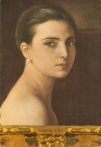 Romero de Torres. Maria Luz Fine painting, modern Spanish postcard