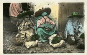 Tetuan Morocco Natives Selling Goods/Food Tinted Real Photo Postcard #1